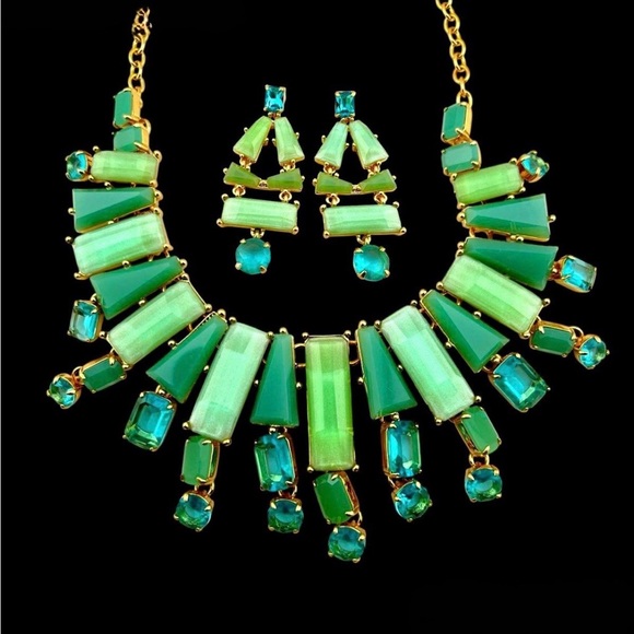 kate spade Jewelry - Kate Spade Signed Beach Gem  Statement Necklace/Earring Set